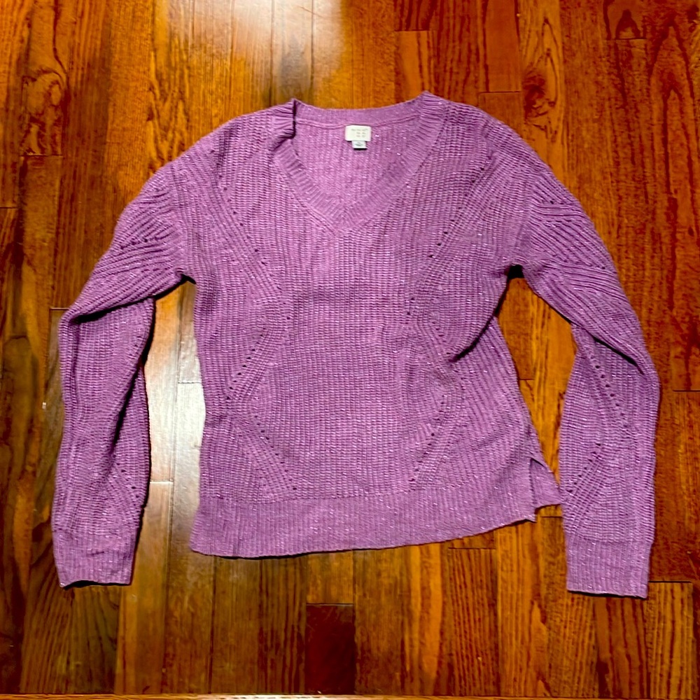 Sparkly purple knit sweater